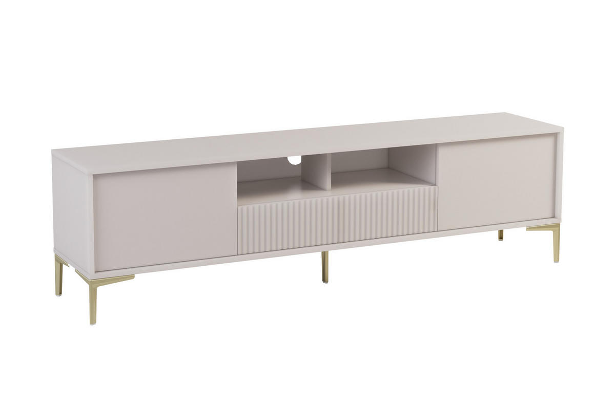 LOWBOARD Urgano 4T Beige 179,5/51,5/51,5 cm – 4 Türen - Beige/Goldfarben, Holzwerkstoff/Metall (179.5/51.5/51.5cm) - AX Living