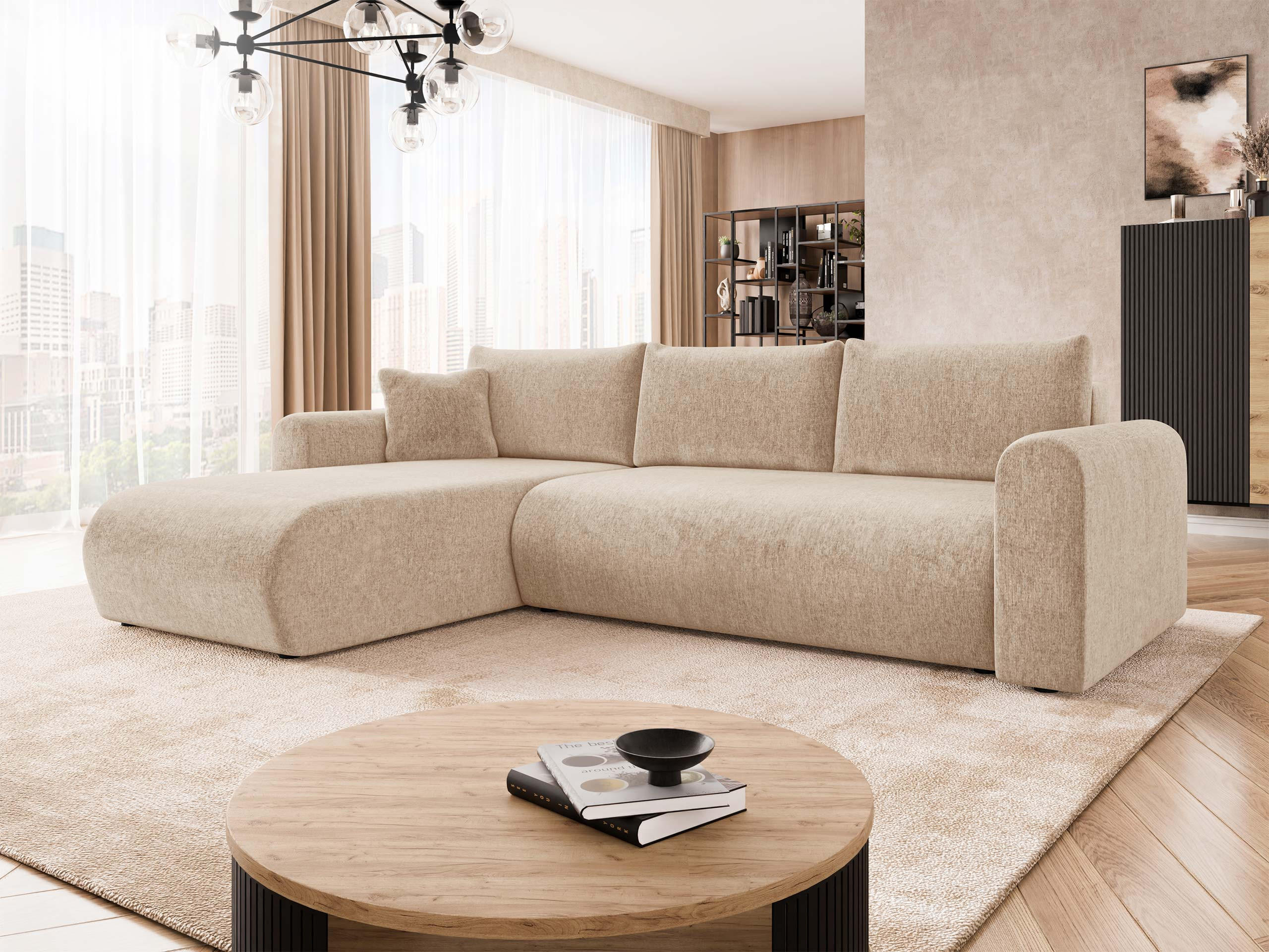 ECKSOFA Eliwo - Beige/Schwarz, Holz/Textil (252/158cm) - MIRJAN24
