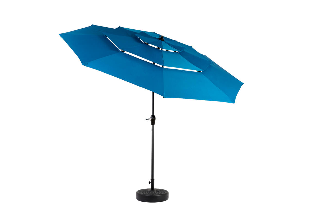 SONNENSCHIRM aus Stahl 294x294x250 cm in Dunkelblau mit Kurbel & Kippfunktion - Dunkelblau, Metall (294/294cm) - Modfu