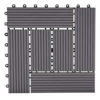 WPC Bodenfliese | 11x je BxT 30x30cm = 1qm | Holzoptik Balkon/Terrasse | Premium | Grau versetzt - Grau, Kunststoff (30/30/2cm) - BERLINLODGE