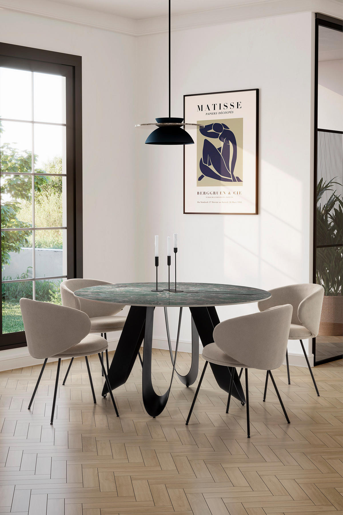 ESSTISCH Aila Schwarz 135/135/76 cm - Schwarz, Stein (135/135/76cm) - Drawer