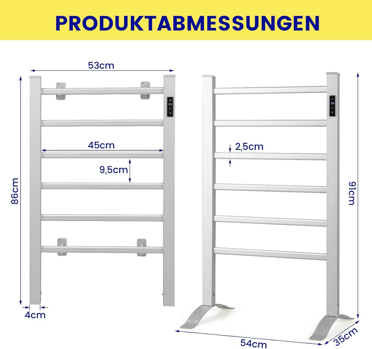 OHRIEVAČ uterákov elektrický strieborný - strieborná, kov (54/91/35cm) - COSTWAY