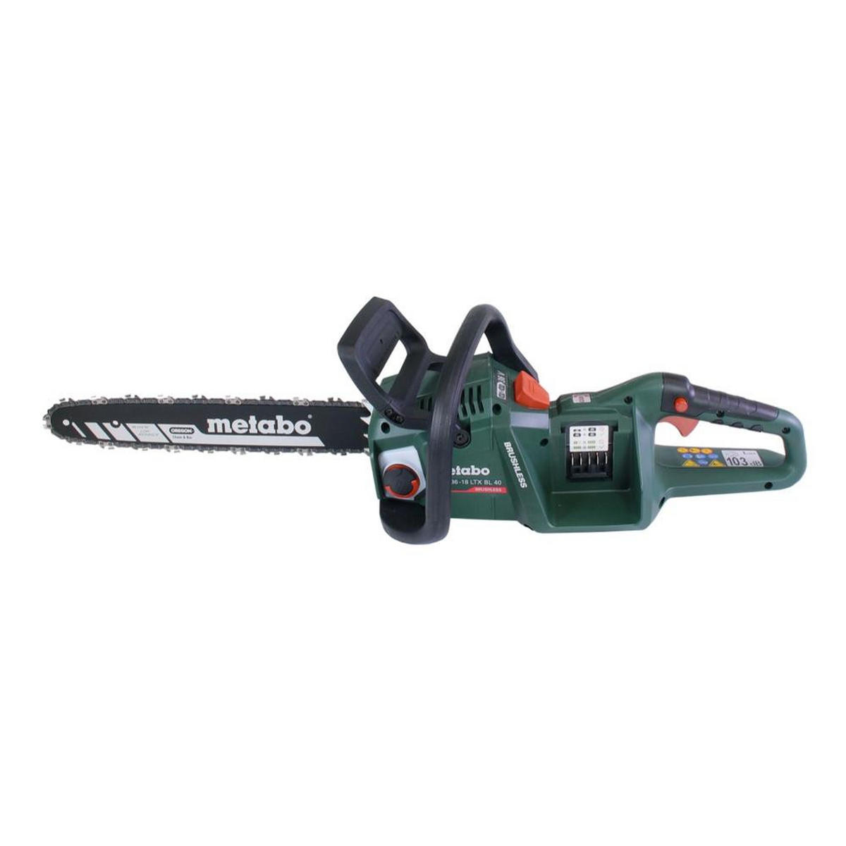 METABO MS 36-18 LTX BL 40 Akku Kettensäge 36 V ( 2x 18 V ) 40 cm 22 m/s ( 601613850 ) Brushless Solo - ohne Akku, ohne Ladegerät - Multicolor, Kunststoff (57/212/25cm) - Metabo