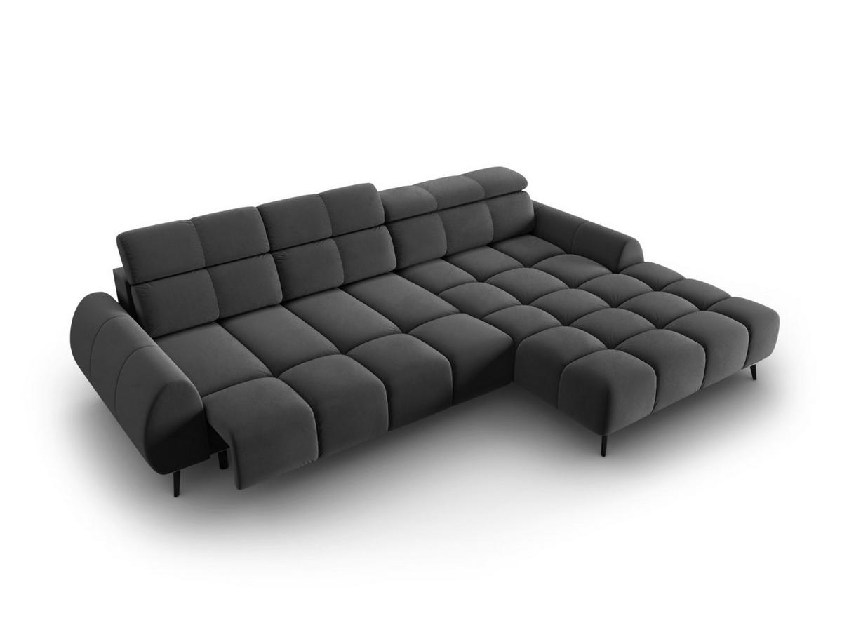 ELEKTRISCHES-ECKSOFA rechts Alyse aus Samt grau 5 Sitzplätze - Grau, Textil (188/295cm) - Micadoni