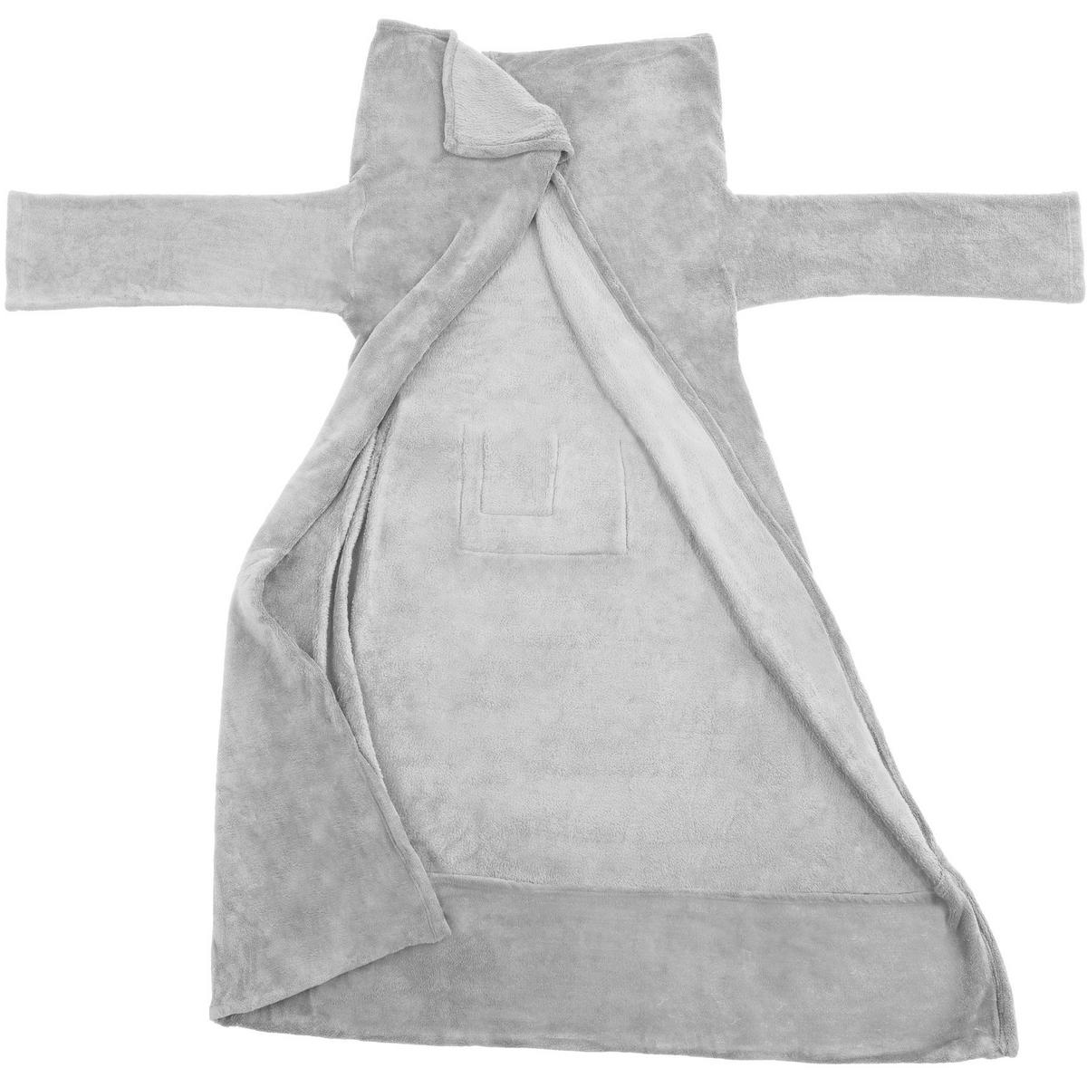 KUSCHELDECKE MIT ÄRMELN ,inklusive Tasche auf der Vorderseite,grau - Grau, Textil (150/180cm) - tectake