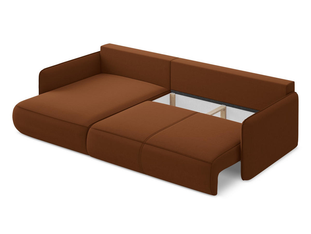 3-SITZER SOFA mit Schlaffunktion Chenille Stoff Blau - Blau/Schwarz, Kunststoff/Textil (216/86/105cm) - Makamii