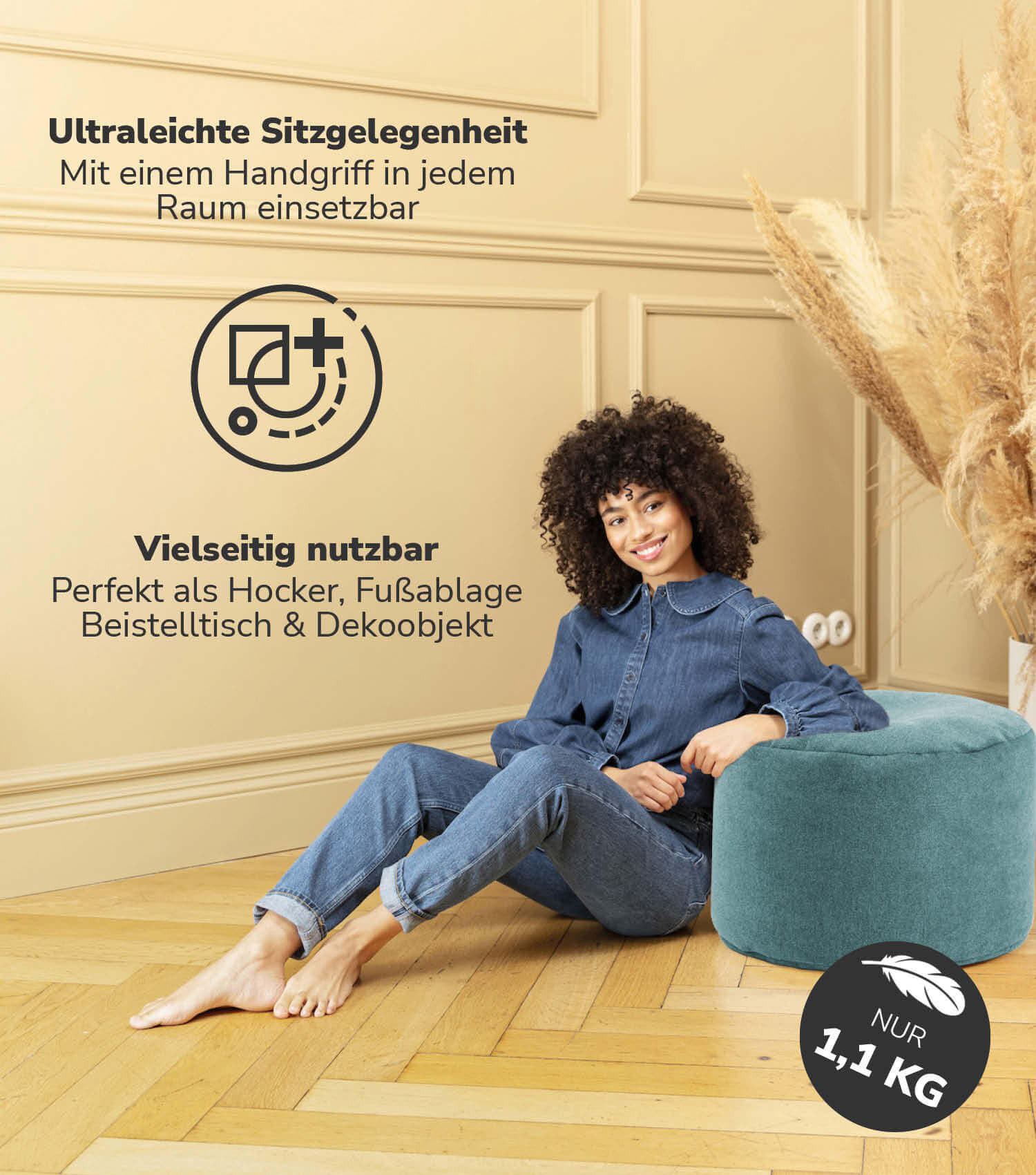 POUF Der Ruhepouf - Blau, Textil (50/30/50cm) - Mokebo