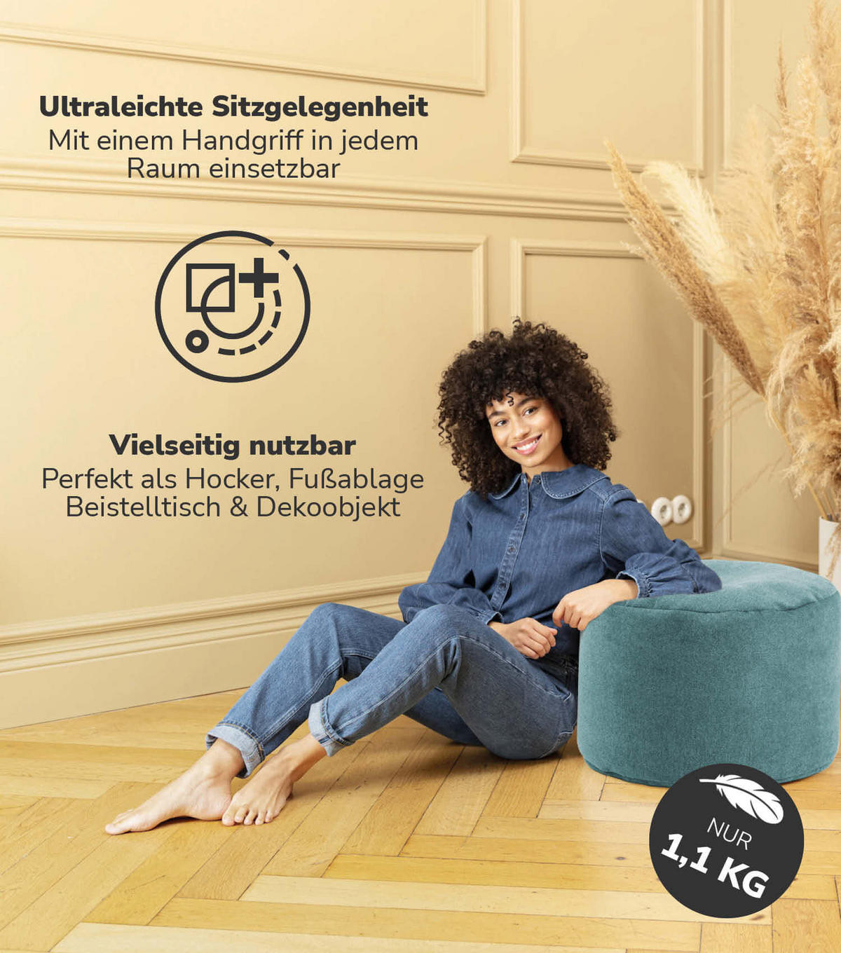 POUF Der Ruhepouf - Blau, Textil (50/30/50cm) - Mokebo