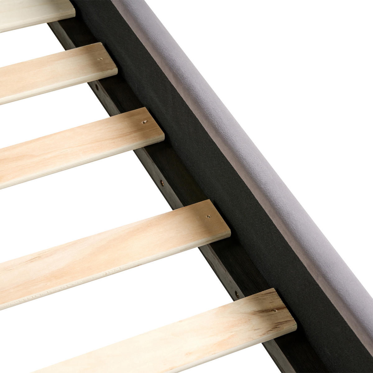 BETT mit Lattenrost 140/200 cm Dunkelgrau Rouen - Dunkelgrau/Schwarz, Textil (140/200cm) - Beliani