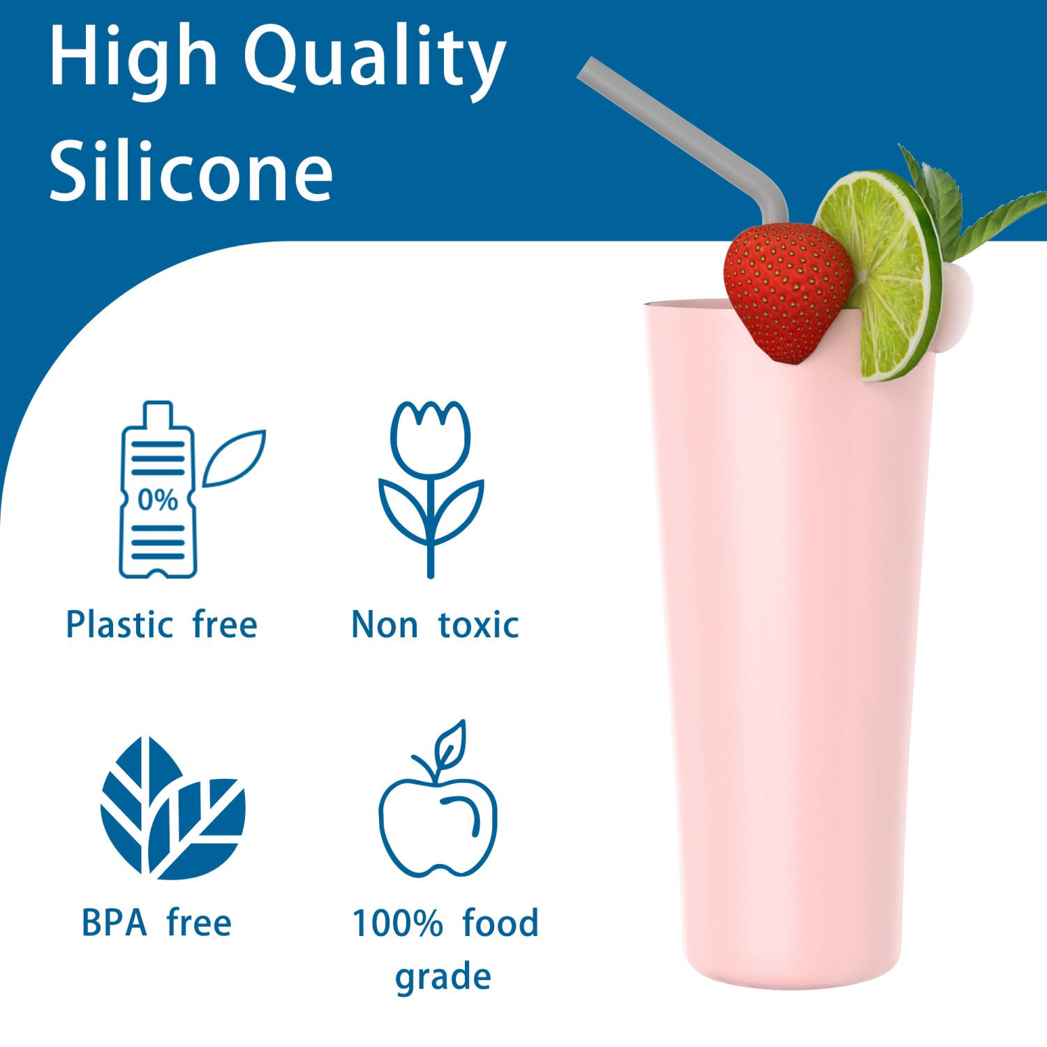 STROHHALME mit Reinigungsbürste und Aufbewahrungsbox - Grau, Kunststoff (1/5.6cm) - Intirilife