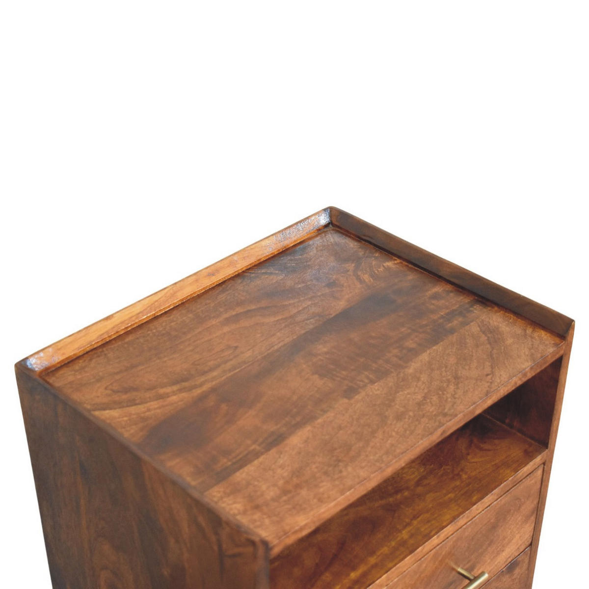 NACHTTISCH mit Kastanien-Finish, 2 Schubladen, 1 offene Ablage, braun - Braun, Holz/Metall (45/60/35cm) - Artisan Furniture