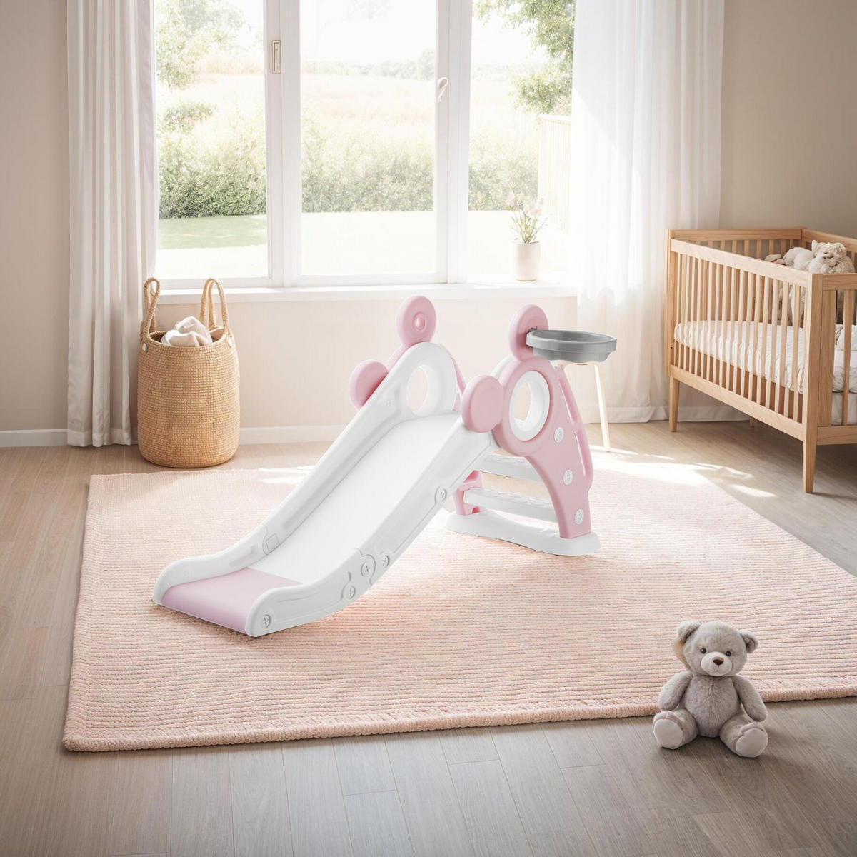KINDERRUTSCHE Joy, Belastbarkeit 50 kg, 128 x 66,5 x 67,5 cm, pink - Pink, Kunststoff (66.5/67.5/128cm) - tectake