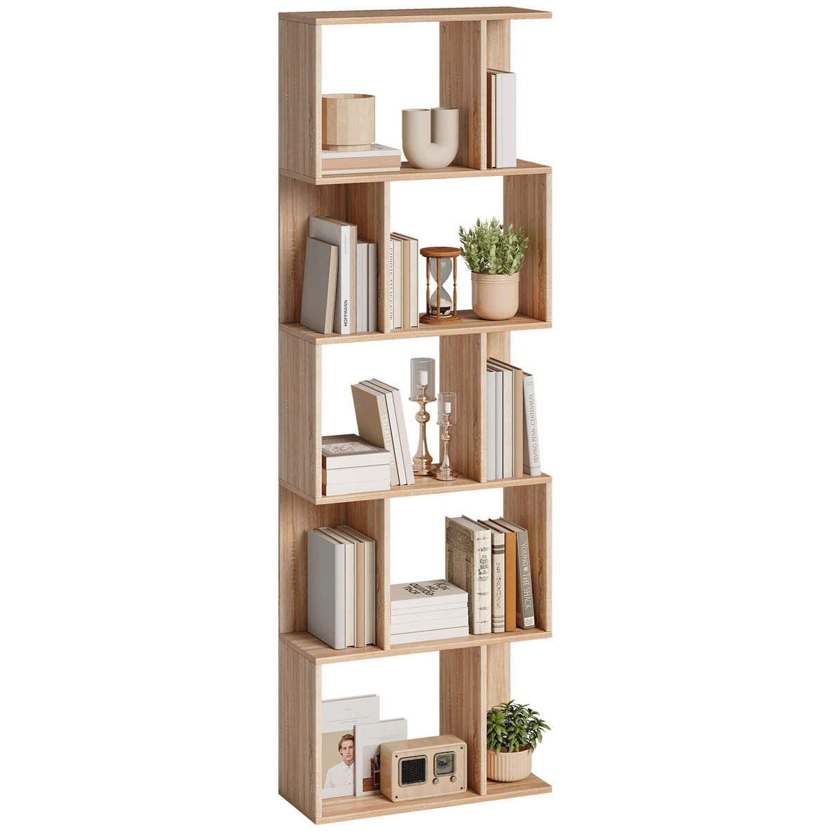 REGAL DE-15540 60/24/184 cm, S-Form Naturholz - Naturfarben, Holzwerkstoff (60/184.5/24cm) - ComfortXL