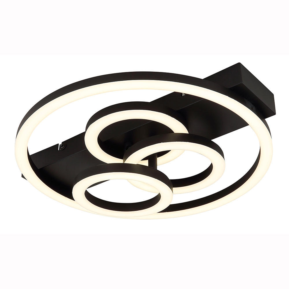 LED DECKENLEUCHTE Metall Schwarz Dimmbar Memory - Schwarz, Metall (35/33/8.8cm) - Globo Lighting