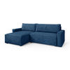 ECKSOFA BESMIR Blau Kordstoff mit Schlaffunktion - Blau, Holz (275/148cm) - MASSENO