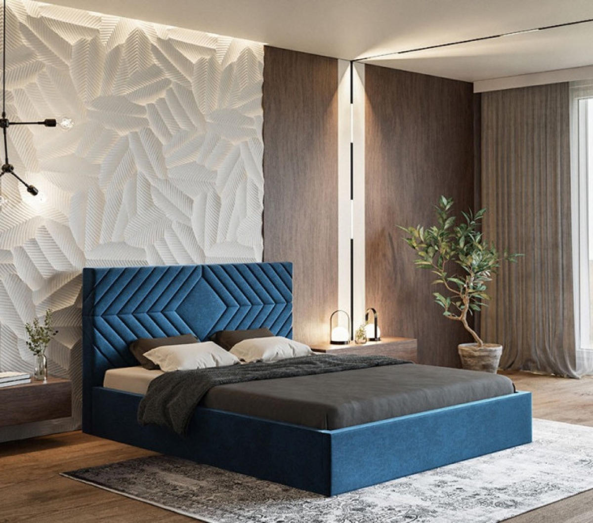 BETT Blau OLDO 2 Mit Bettkasten 140x200 cm - Blau/Schwarz, Textil (140/200cm) - Sepro Meble