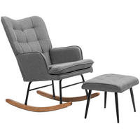 HOUPACÍ židle s taburetem 64/89/90 cm tmavě šedé, polyester - tmavě šedá, textil (89/90/64cm) - BEAOK