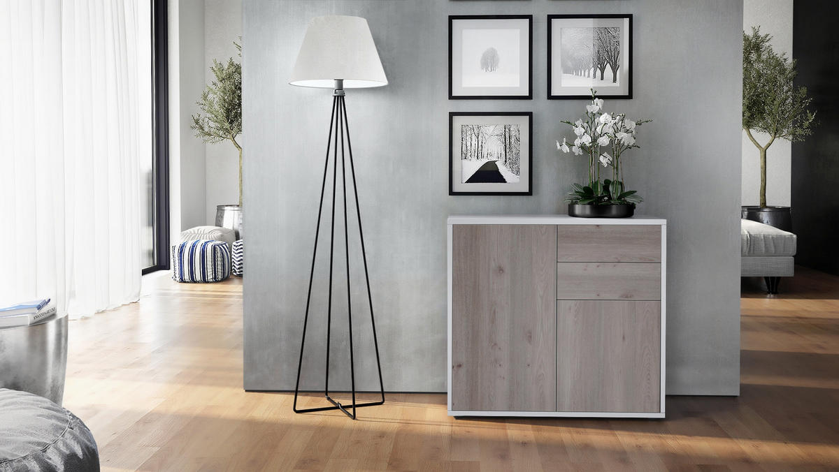 KOMMODE Ben Front in Eiche Nordic - Silbereichenfarben, Holzwerkstoff (79/74/36cm) - Vladon