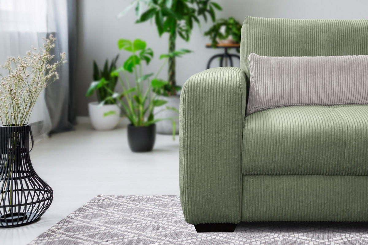 SESSEL OLI in Cordstoff salbeigrün - Salbeigrün, Holz/Textil (130/91/108cm) - Courtois Laville