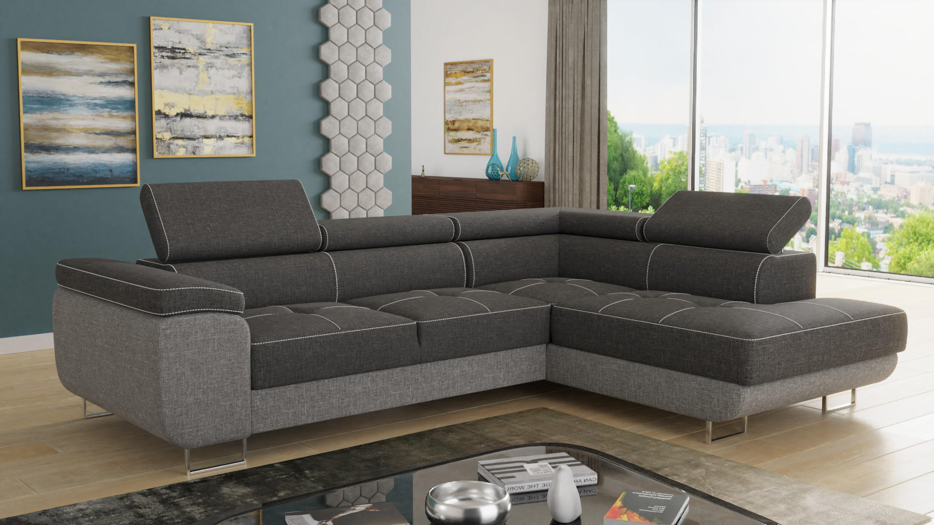 ECKSOFA Caris, Seite: Rechts - Hellgrau/Grau, Holz/Textil (273/203cm) - Sofnet