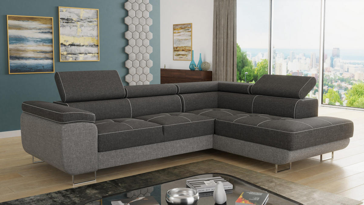 ECKSOFA Caris, Seite: Rechts - Hellgrau/Grau, Holz/Textil (273/203cm) - Sofnet