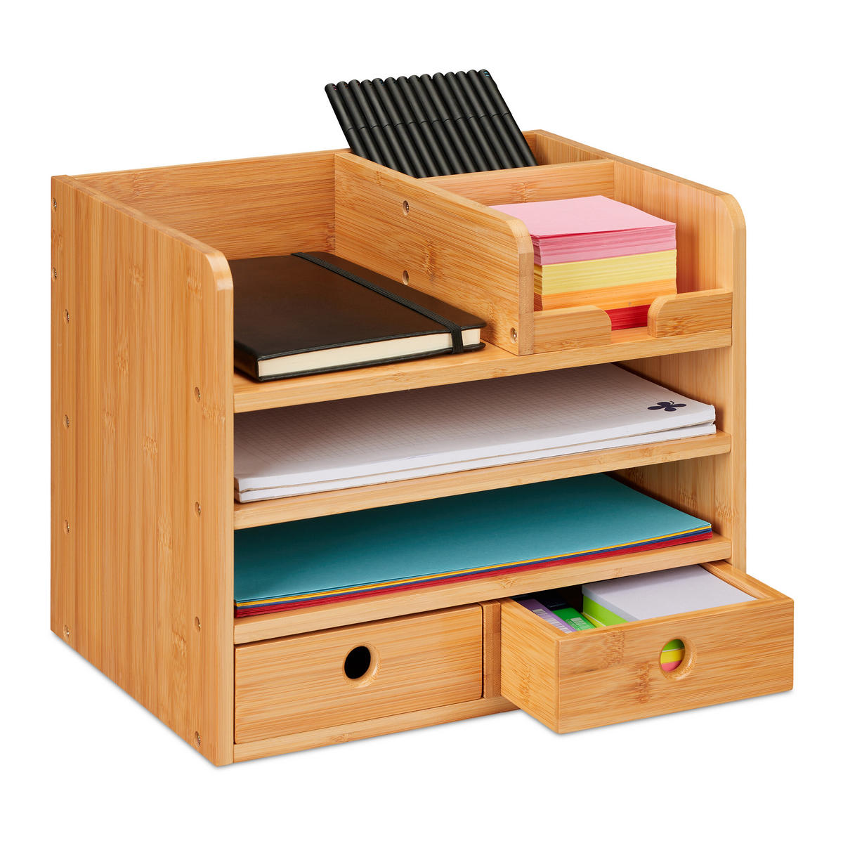 SCHREIBTISCH-ORGANIZER - Hellbraun, Holz/Holzwerkstoff (24/33/26.5cm) - Relaxdays