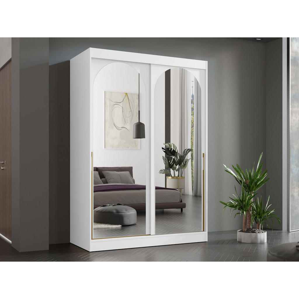 Thumbnail - Mirjan24 Schiebetürenschrank, Weiß, Gold, Holzwerkstoff, 5 Fächer, Rechteckig, 150x216x65 cm, Schlafzimmer, Kleiderschrä...