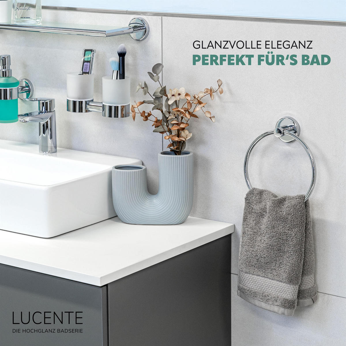 HANDTUCHRING LUCENTE, Edelstahl - Chromfarben, Metall (18.5/21/5cm) - bremermann