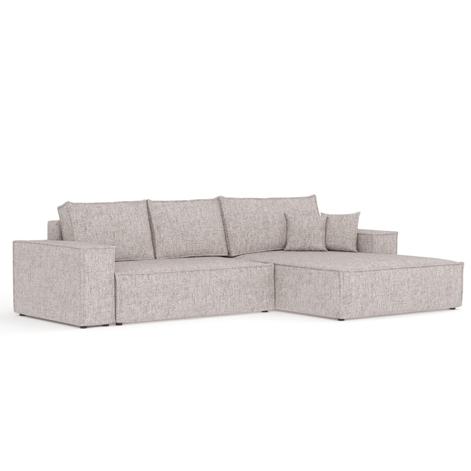 ECKSOFA TAURI mit Schlaffunktion Beige im Neve Stoff - Beige/Schwarz, Holz/Holzwerkstoff (294/185cm) - AltaBeds