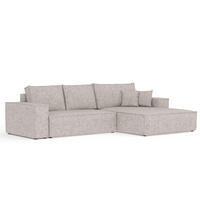 ECKSOFA TAURI mit Schlaffunktion Beige im Neve Stoff - Beige/Schwarz, Holz/Holzwerkstoff (294/185cm) - AltaBeds