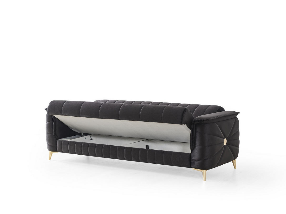 SITZGARNITUR Osorno, Schwarz Stellvariante 3+2 - Schwarz, Holzwerkstoff/Kunststoff (240/80/100cm)