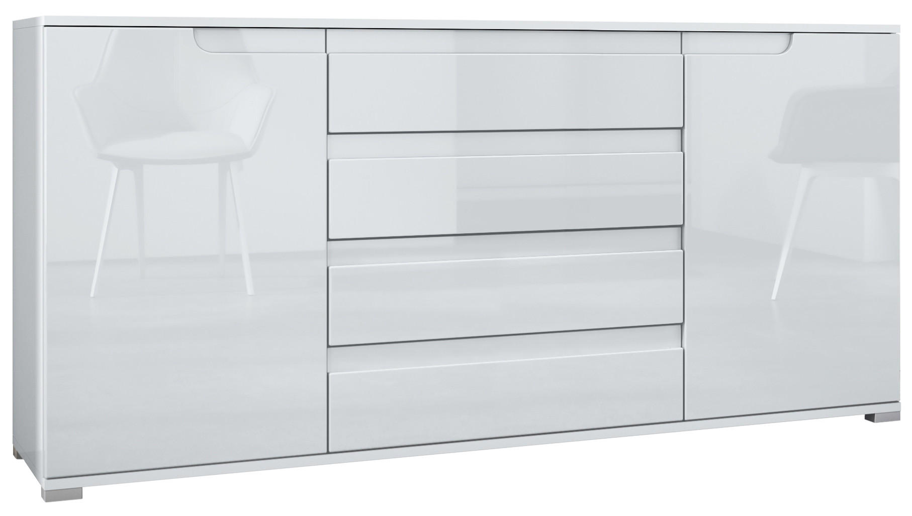 SIDEBOARD Sylt Weiß Hochglanz - Weiß Hochglanz, Holzwerkstoff (166.5/75.5/35cm) - Vladon