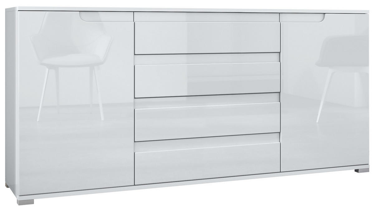 SIDEBOARD Sylt Weiß Hochglanz - Weiß Hochglanz, Holzwerkstoff (166.5/75.5/35cm) - Vladon