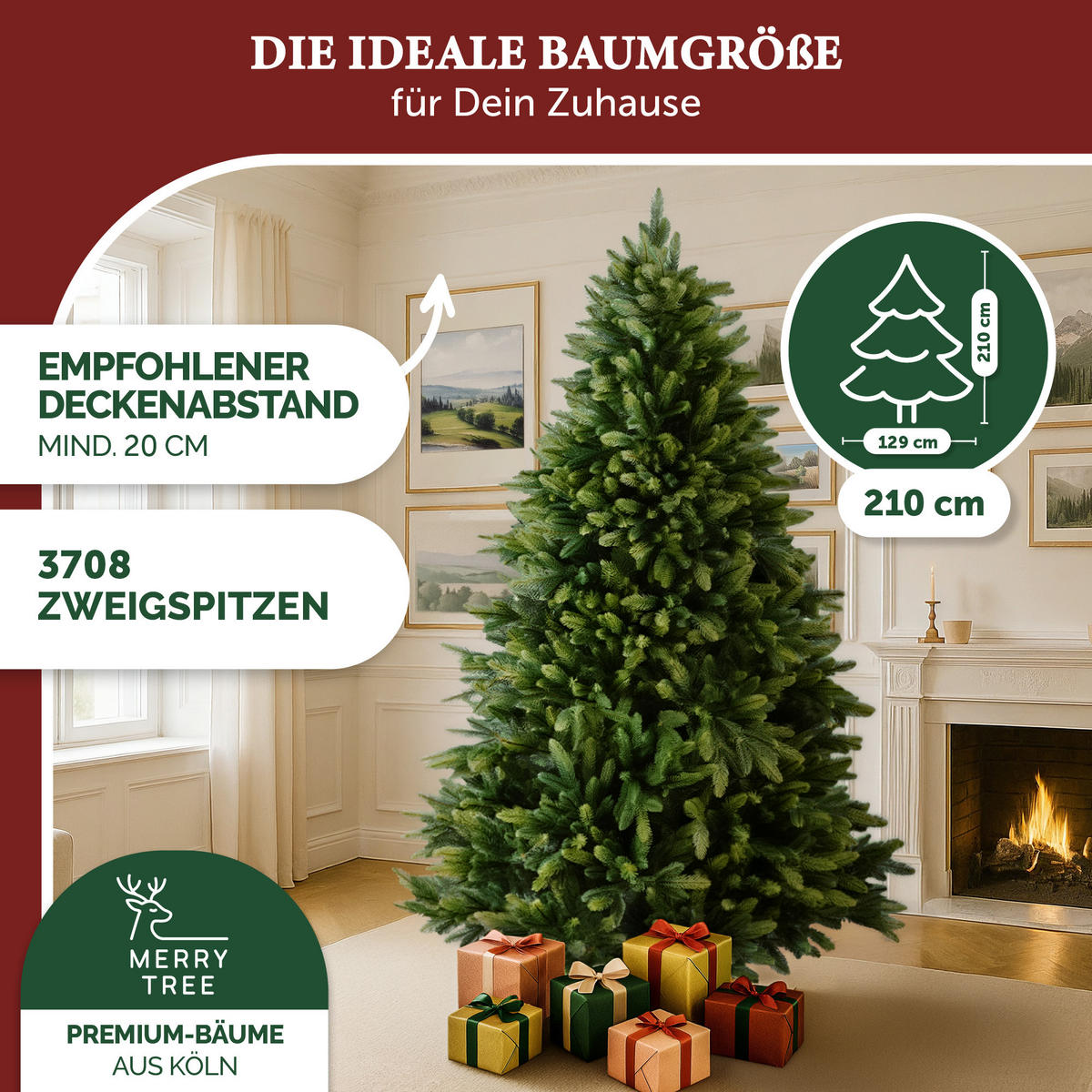 WEIHNACHTSBAUM mit PE-Spritzguss-Nadeln, 210 cm - Grün, Kunststoff (210cm) - Merry Tree