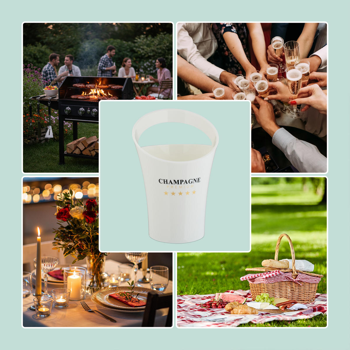 SEKTKÜHLER - Weiß, Kunststoff (21.5/29.5cm) - Relaxdays