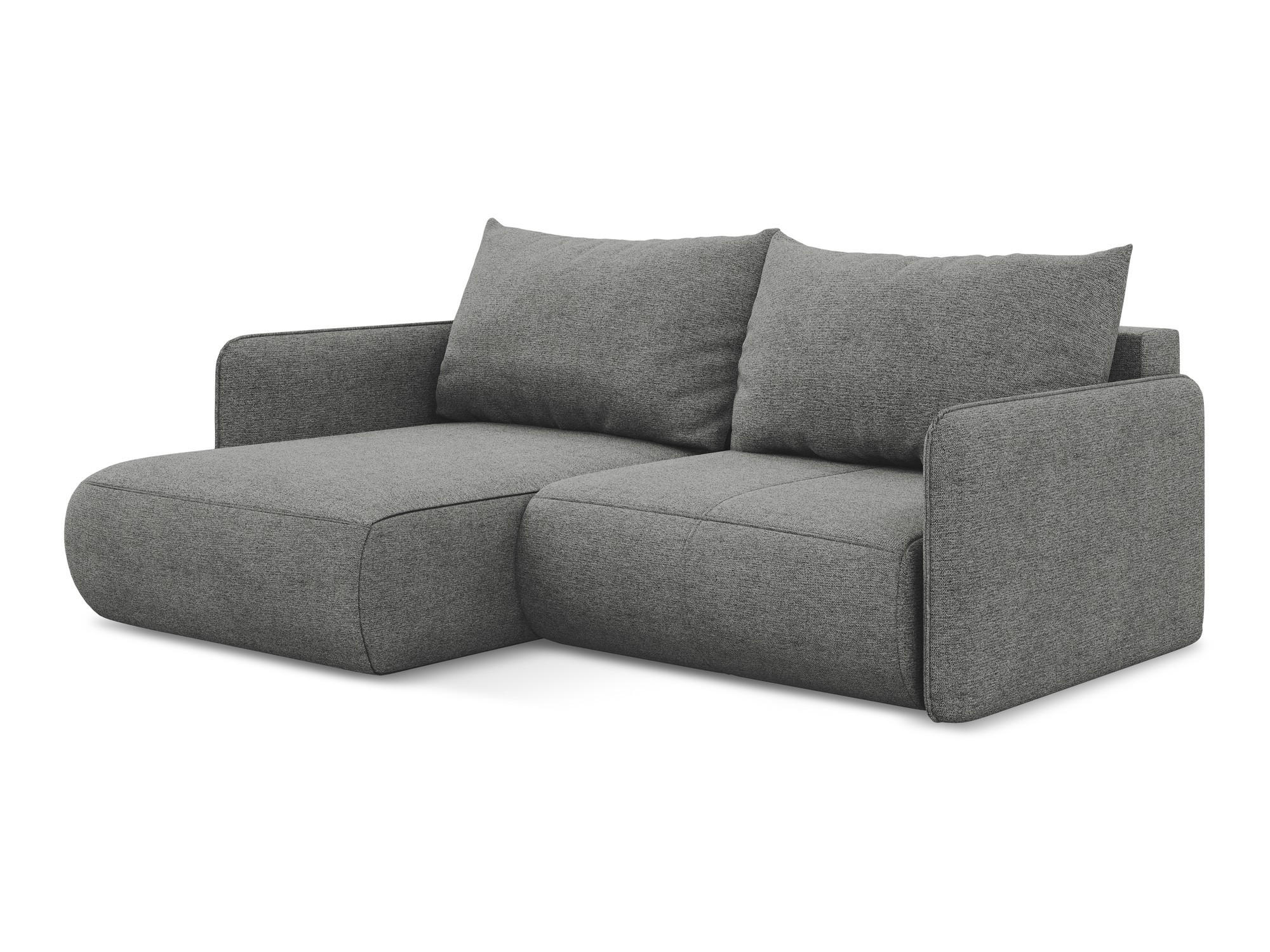 ECKSOFA mit Schlaffunktion Chenille Stoff Grau - Schieferfarben/Schwarz, Kunststoff/Textil (148/207cm) - Makamii