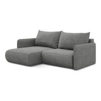 ECKSOFA mit Schlaffunktion Chenille Stoff Grau - Schieferfarben/Schwarz, Kunststoff/Textil (148/207cm) - Makamii