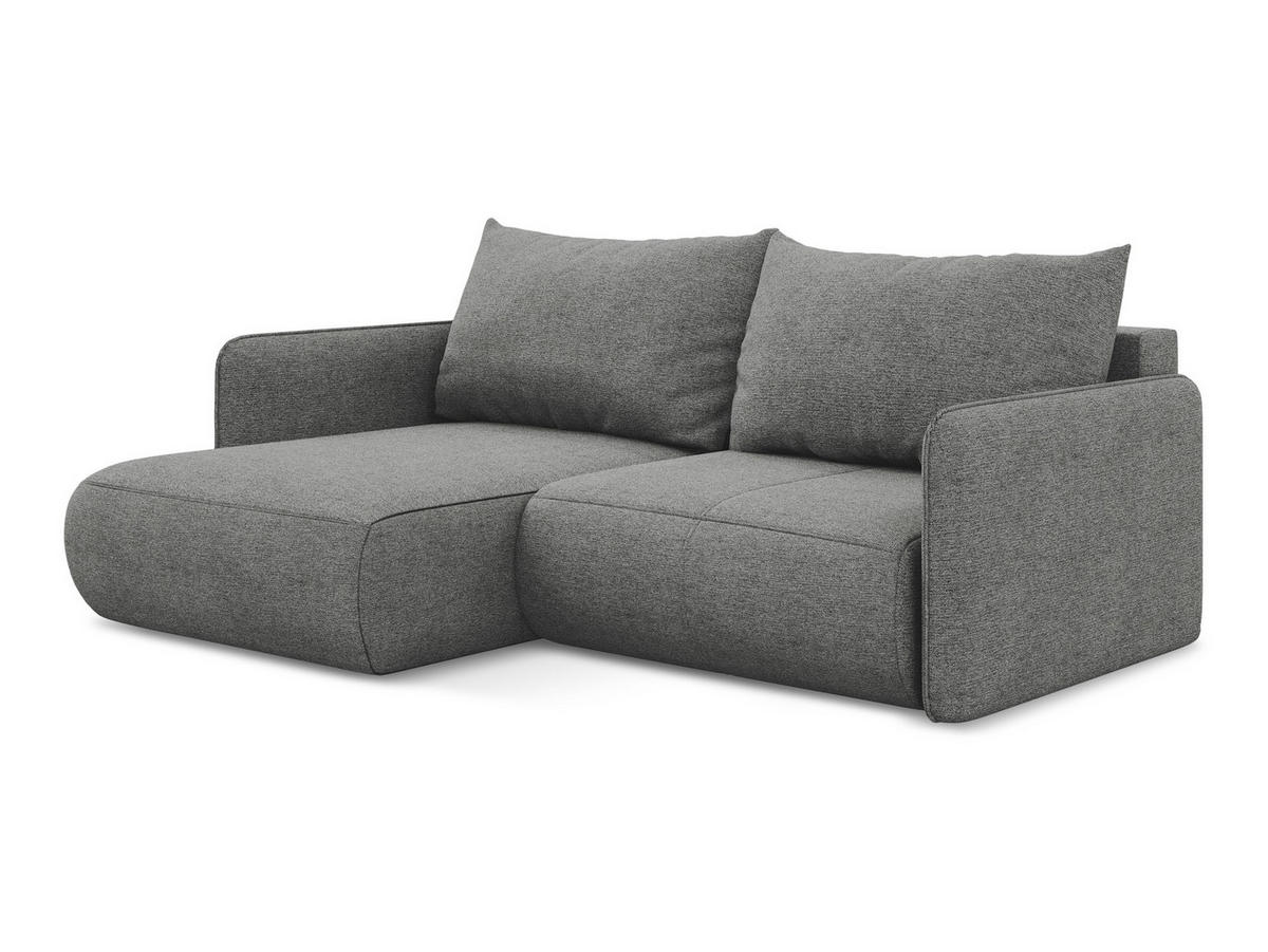 ECKSOFA mit Schlaffunktion Chenille Stoff Grau - Schieferfarben/Schwarz, Kunststoff/Textil (148/207cm) - Makamii