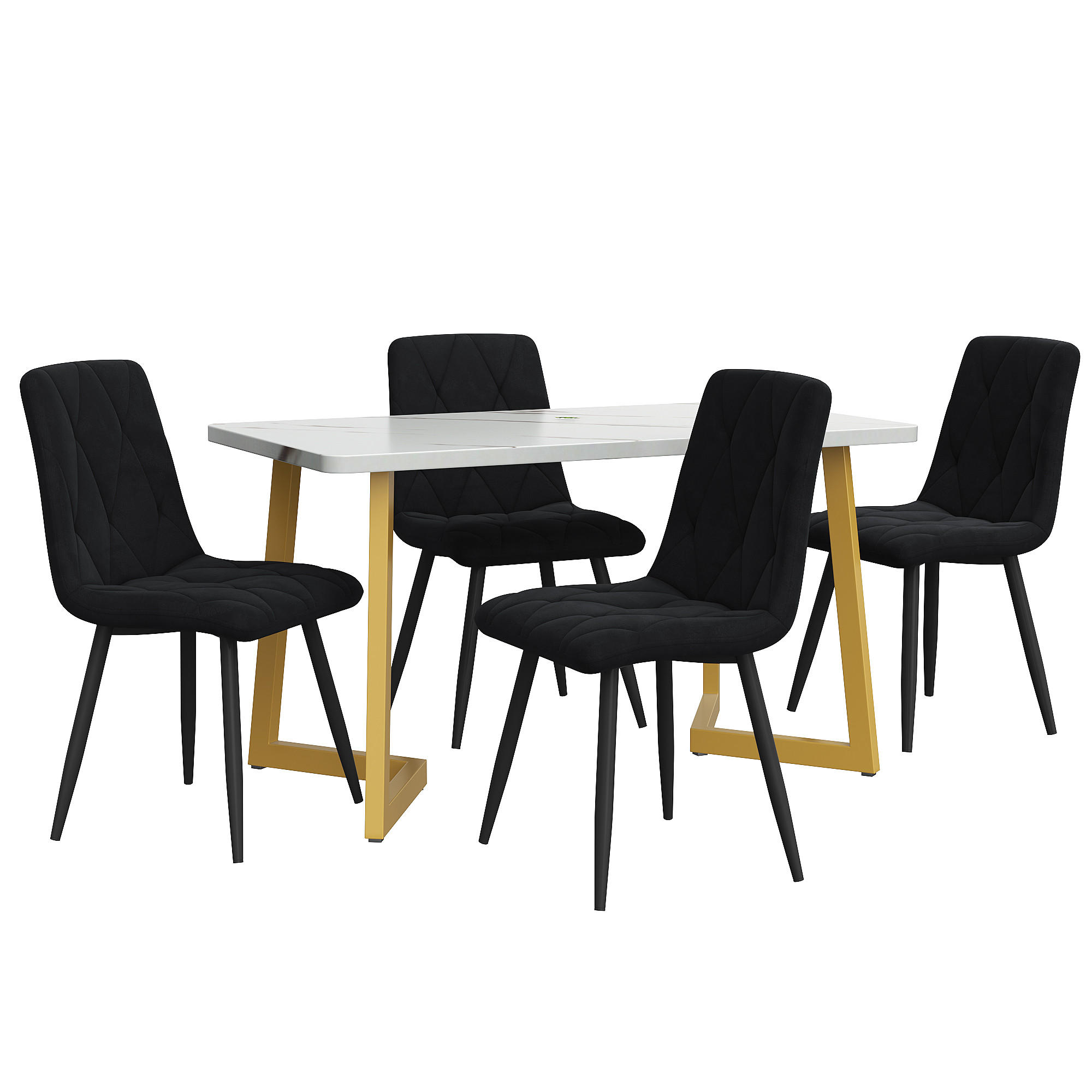 ESSGRUPPE DE-39027 117/68 cm Tisch mit 4 Stühlen Schwarz - Schwarz, Holzwerkstoff (117/75/68cm) - ComfortXL