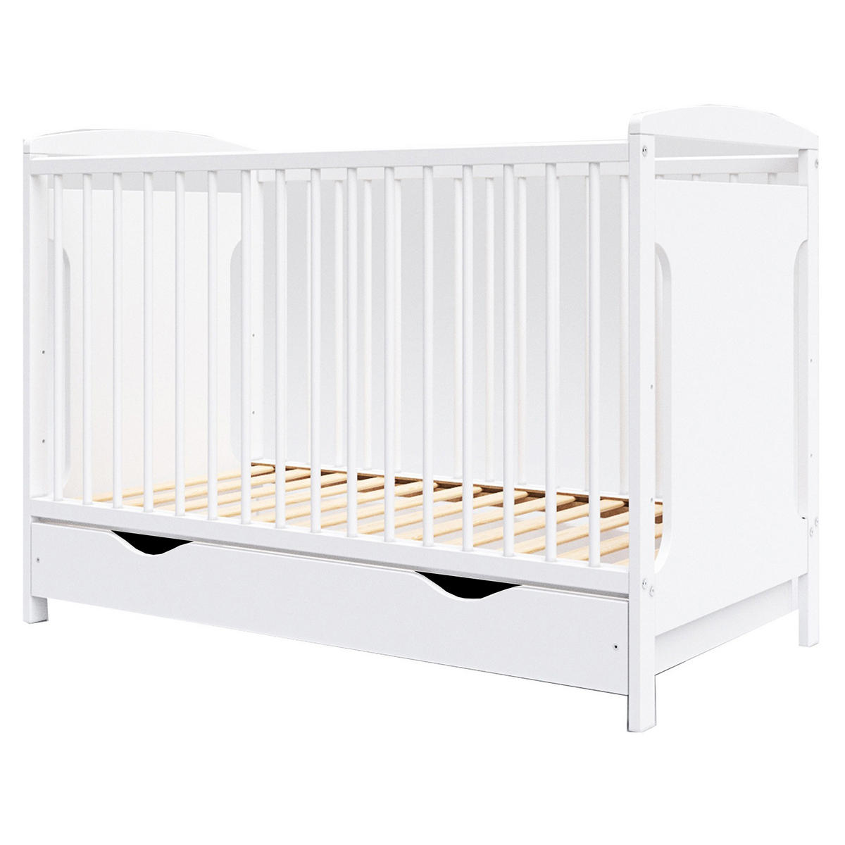 BABYBETT Elinor, Mitwachsendes, mit Schublade Weiß - Weiß, Holz (60/120cm) - Premiers Moments