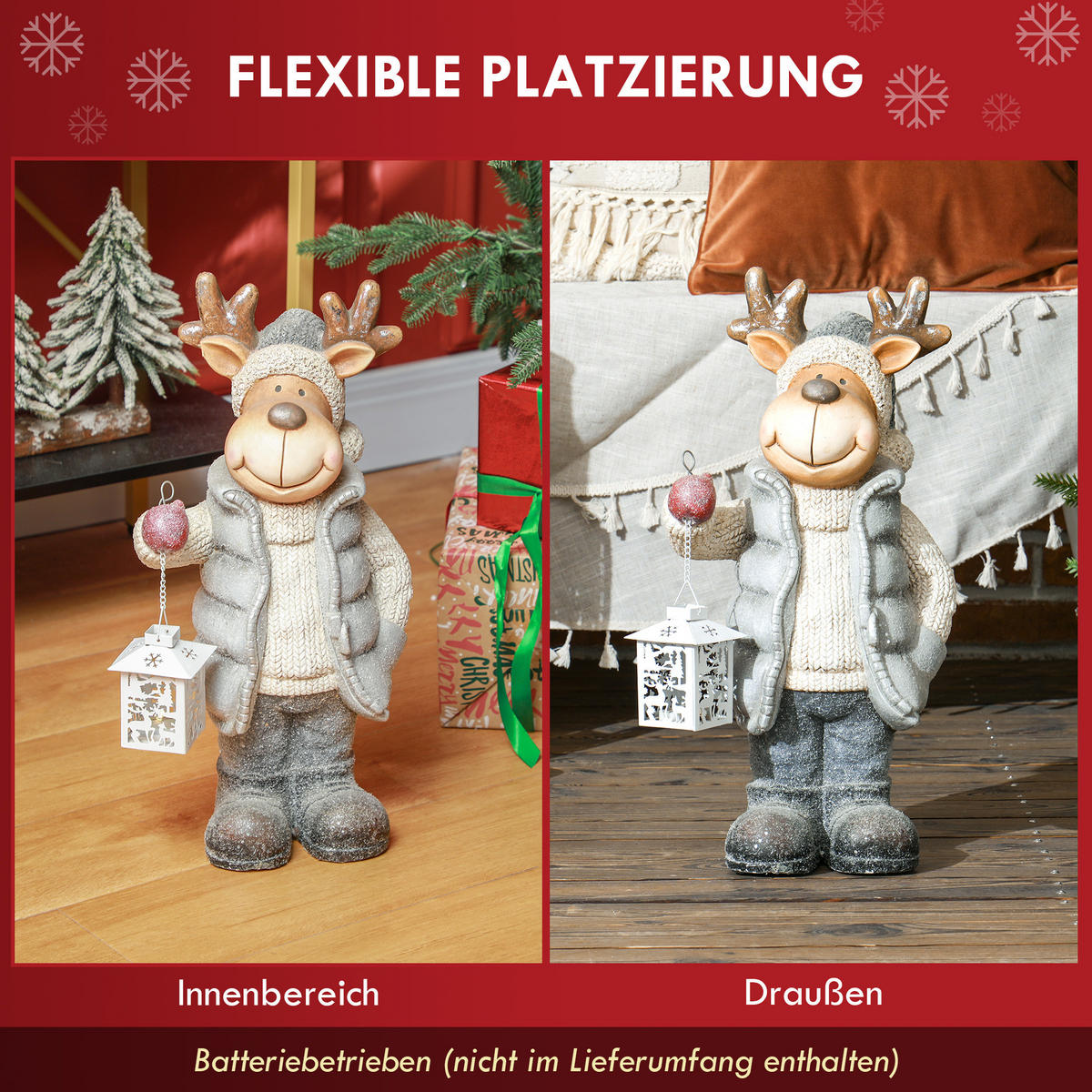 WEIHNACHTSFIGUR - Multicolor, Metall (19.5/52/25.5cm) - HOMCOM