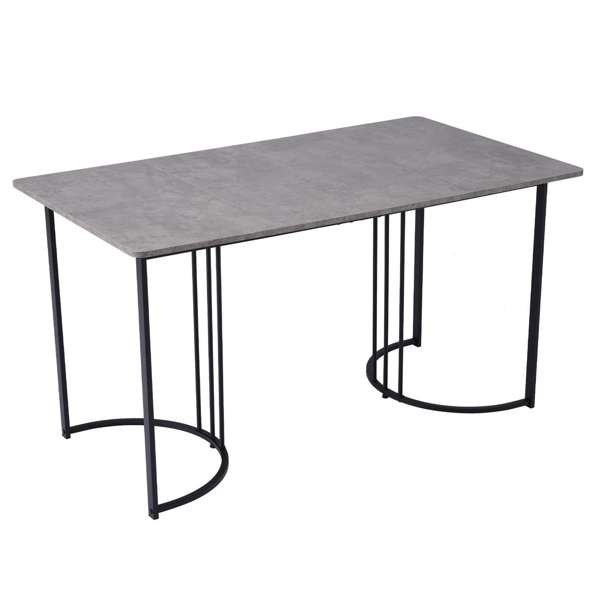ESSTISCH 140x80x75 cm in Grau und Schwarz aus MDF mit Marmoroptik auf geometrischem Metallgestell - Grau, Holzwerkstoff (140/80/75cm) - Modfu
