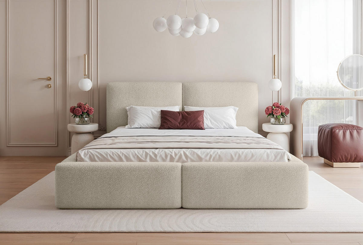 POLSTERBETT NUVARI 120x200 cm, Creme - Weiß, Textil (200/120cm) - Fedve