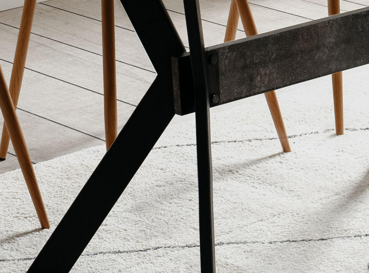 ESSTISCH Stein grau dunkel, Küchentisch ausziehbar 160 - 200 x 90 cm - Dunkelgrau/Schwarz, Holzwerkstoff/Metall (160/90/76cm) - Furn.Design