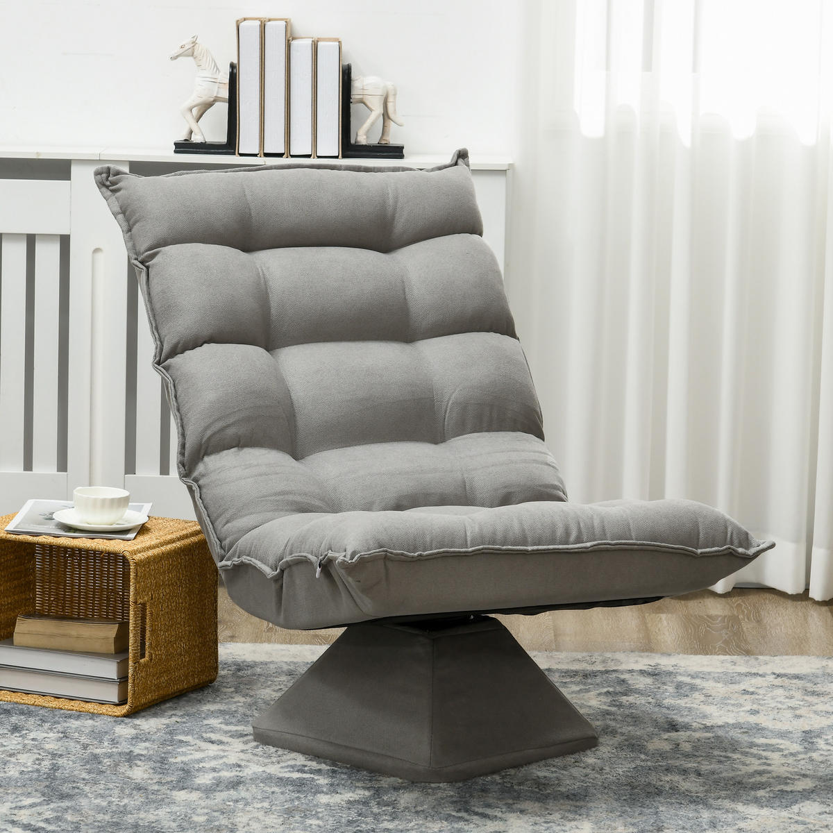 RELAXSESSEL Stahl, Samt, Hellgrau - Hellgrau, Metall (70/95/62cm) - HOMCOM