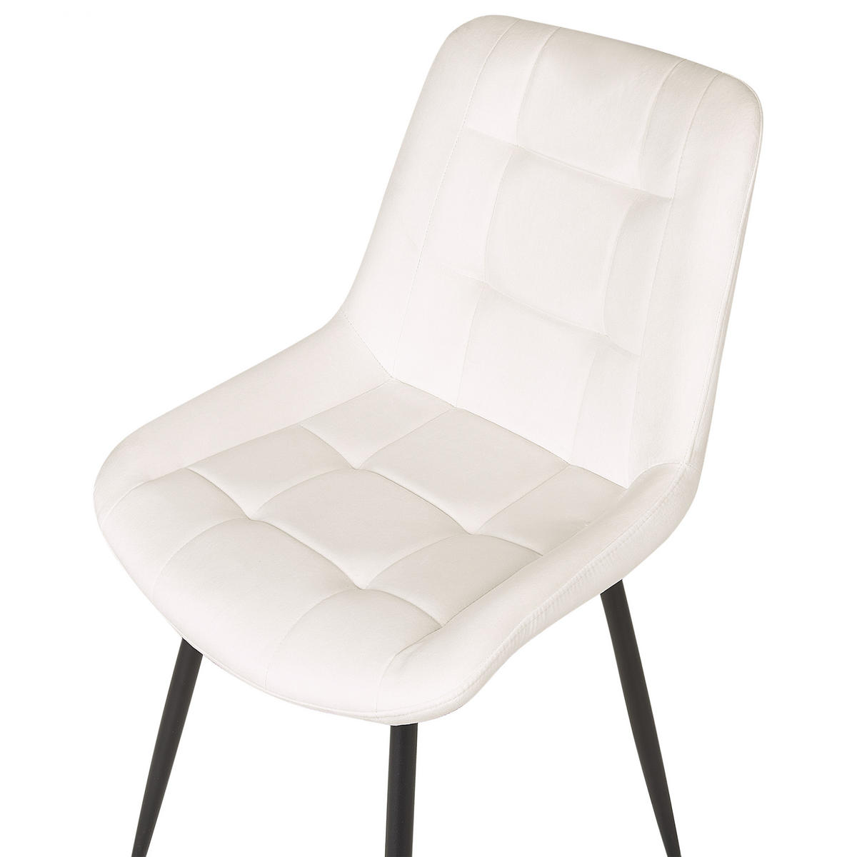 ESSZIMMERSTUHL 2er-Set Samtstoff cremeweiß Melrose - Schwarz/Weiß, Textil (55/85/61cm) - Beliani