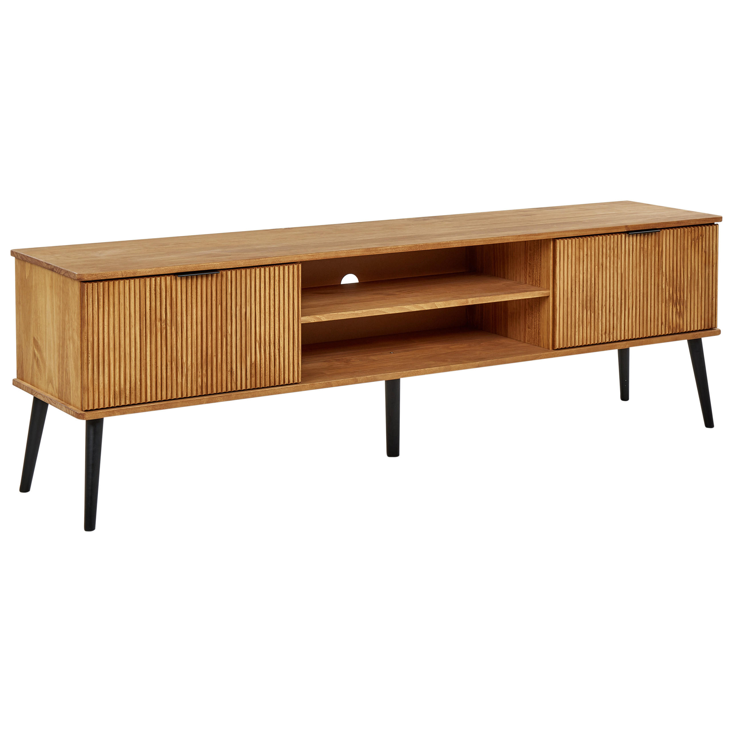 TV-MÖBEL Kiefernholz Braun Timmins - Schwarz/Braun, Holz (180/56/40cm) - Beliani