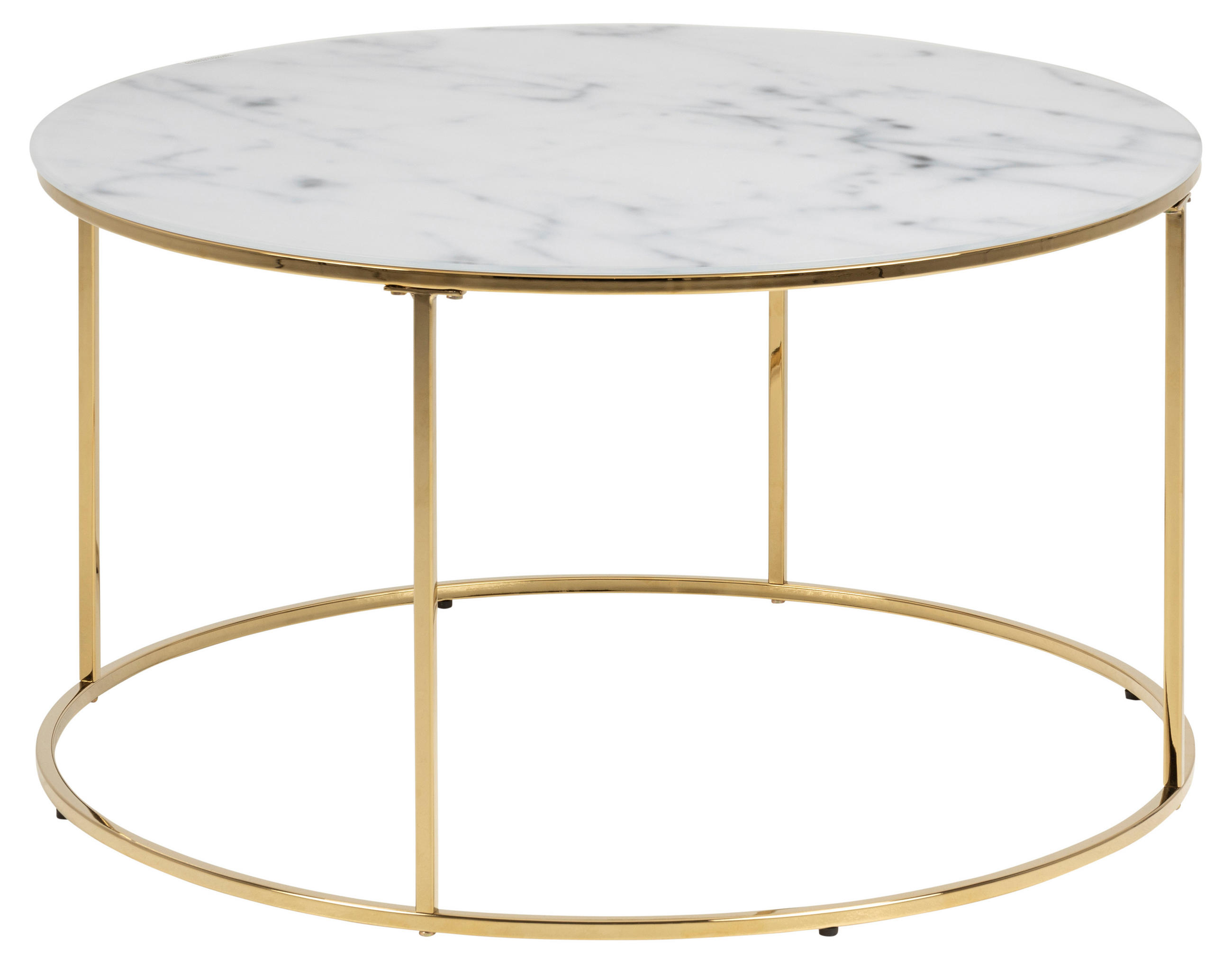 COUCHTISCH Glas weiss Marmoraufdruck, Gestell chrome - Weiß, Metall (80/80/44cm) - ebuy24