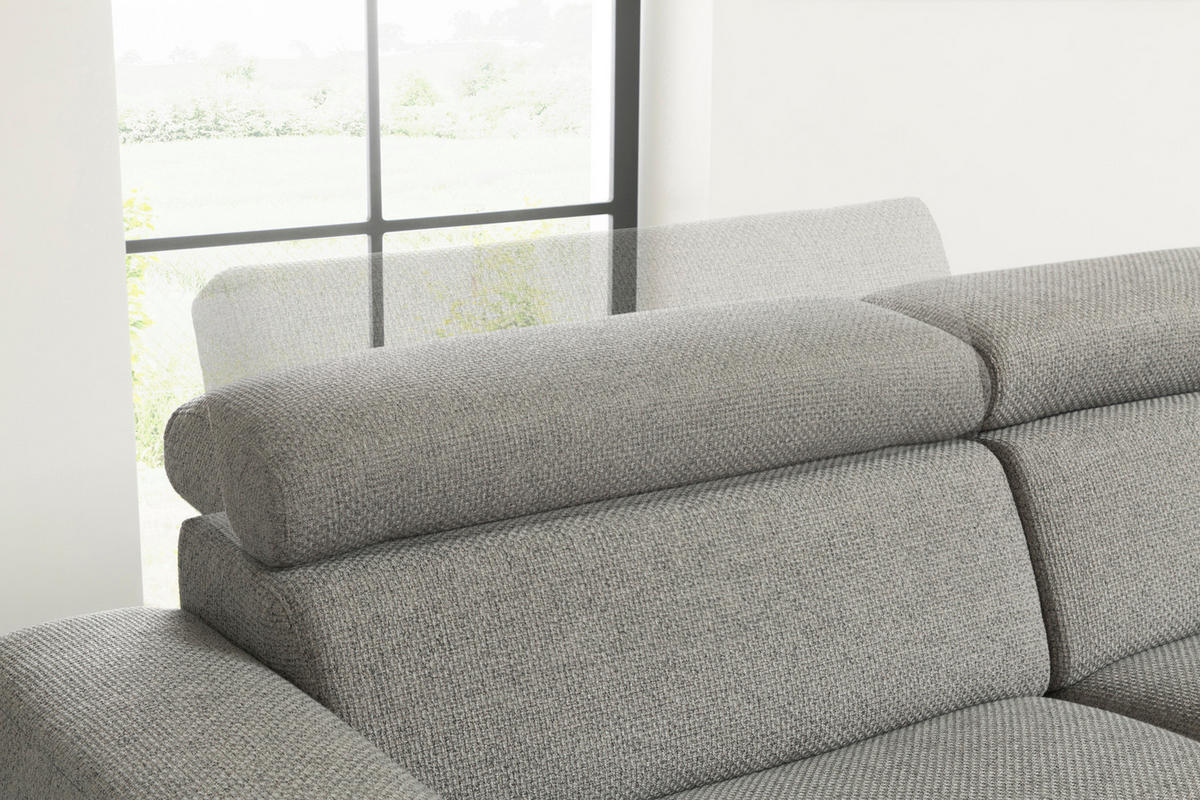 WOHNLANDSCHAFT RISO Grau Webstoff - Schwarz/Grau, Textil (331/81/240cm) - KAWOLA