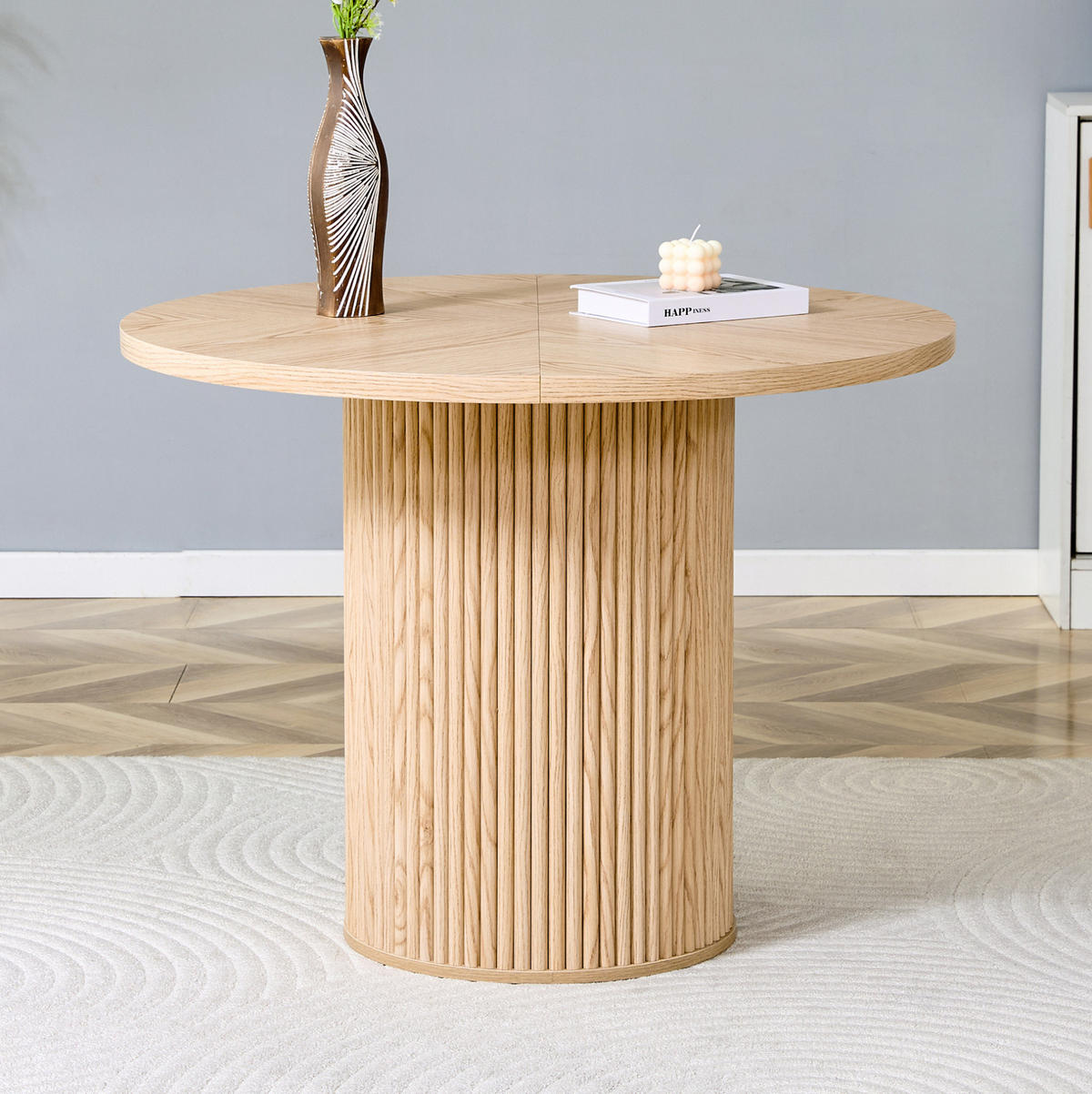 JÍDELNÍ stůl 100/100/76 cm v přírodním dekoru z MDF a kovu s úložným prostorem - přírodní, kompozitní dřevo (100/100/76cm) - OKWISH